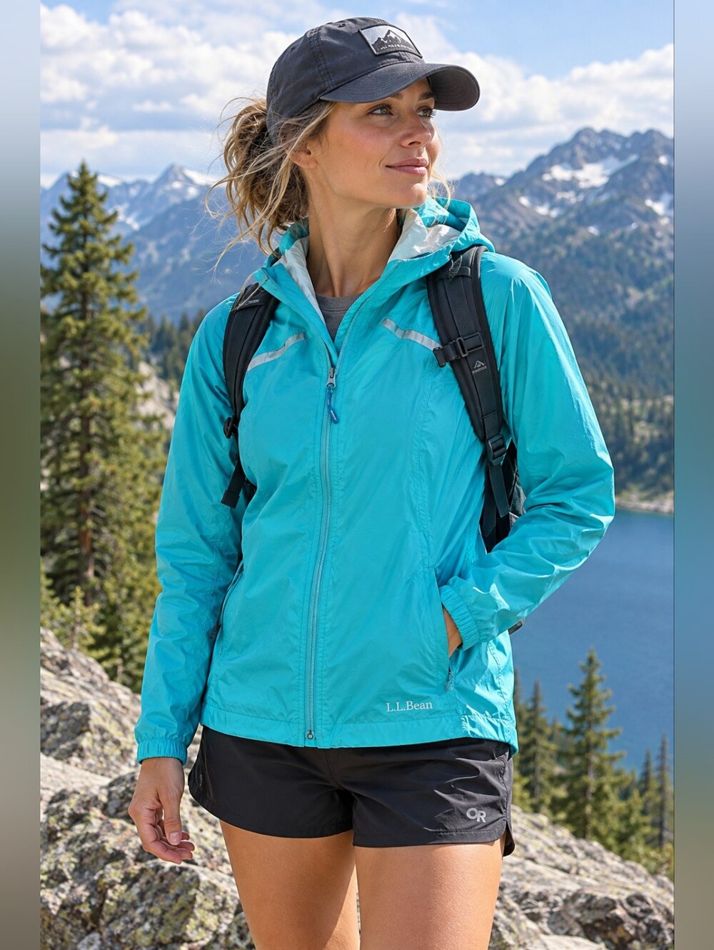 L.L. Bean White and Teal Jacket